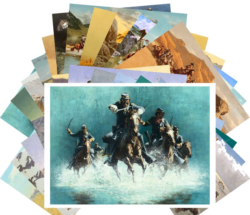 PIXILUV Vintage PostCards 24 pcs Western Cowboys Pioneers Indians Wild West Vintage Art wORK - Image 1